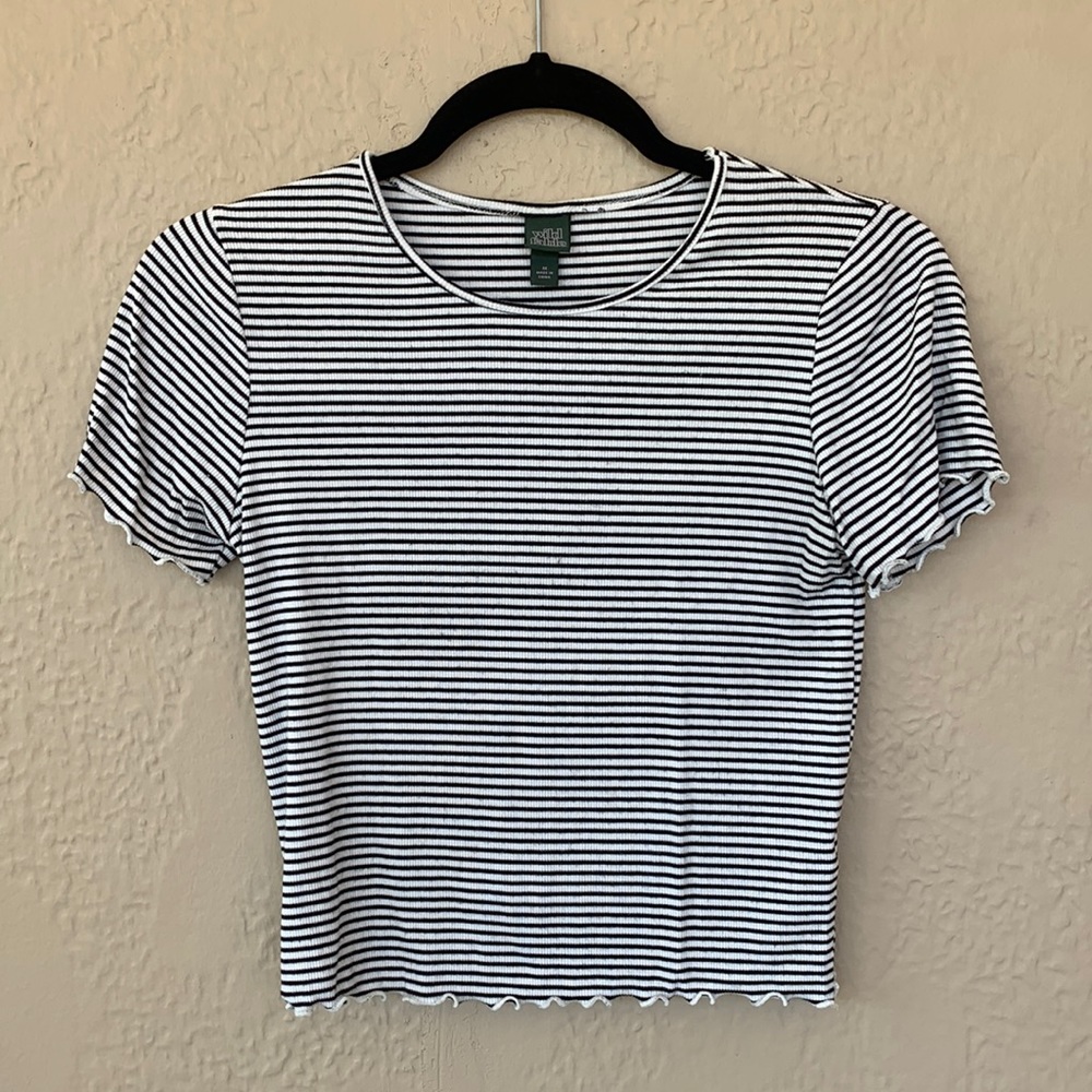 Black and white striped crop top
